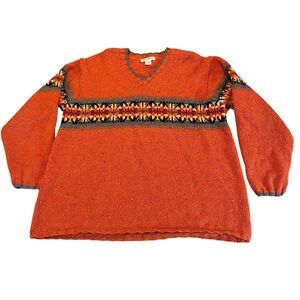 Vintage Eddie Bauer Fair Isle Wool Blend Sweater Women's L Made in USA